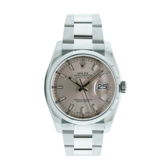 ROLEX DATEJUST UNISEX WATCH 36 MM SILVER INDEX DIAL STEEL SMOOTH OYSTER 116200 - Picture 8 of 9